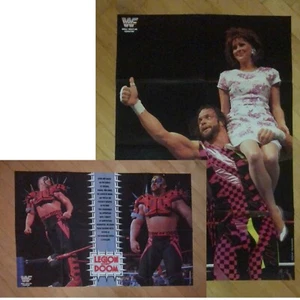 Vintage WWF Wrestling Two-Sided Poster Randy Savage Legion Of Doom 1991 90s - Picture 1 of 3