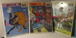 3 GOLDEN FRAME TRAY PUZZLES - BATMAN & KING ARTHUR (1993), SPIDERMAN (1990) NIP - Picture 1 of 6