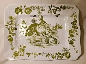 Michel Design Works BUNNY TOILE Platter Melamine Large Serving Tray - Picture 1 of 9