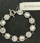Liz CLaiborne Bracelet - Beaded Round Links - Silver Tone Toggle Clasp 7.5” NWT
