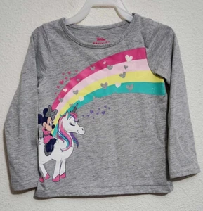 Girls Size 4T Long-Sleeve T-Shirt- Minnie Mouse Unicorn Rainbow Graphics - Picture 1 of 3