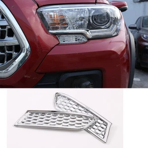 Chrome ABS Front Bumper Headlight Lamp Below Cover Fit For T@yota T@coma 2016-20 - Foto 1 di 8