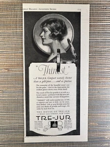 Tre-Jur Compact Powder Mirror Joli Memoire Makeup New York 1924 Vintage Print Ad - Picture 1 of 1
