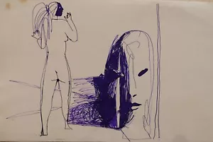 Surrealist Ink Drawing THE HEAD original artwork from artist Frederic BELAUBRE - Picture 1 of 1
