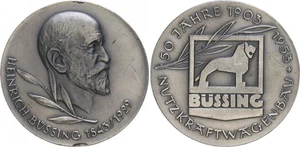 Silber-Medaille 1953 auf 50 J. Nutzkraftwagen-Firma 'Büssing' vz, kl. Flecken - Bild 1 von 1