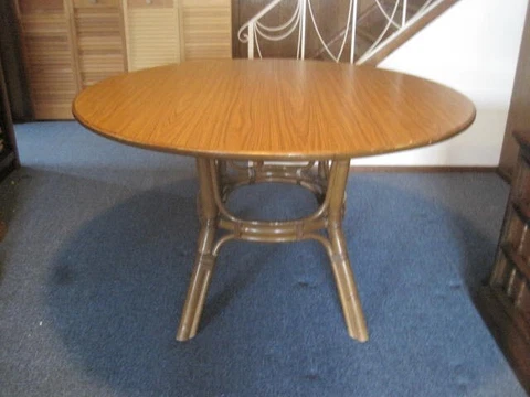 MIDCENTURY ROUND RATTAN DINING TABLE Cover