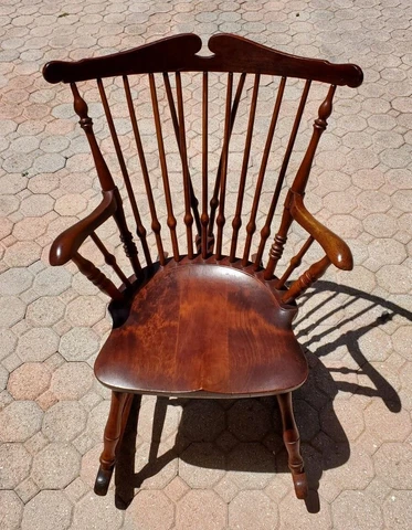 Old Antique Child's Mahogany Brace Comb Back Windsor Rocking Chair Rocker Cover