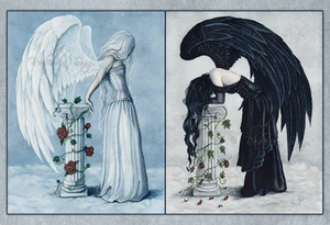 Fantasía IMPRESIÓN GRANDE TAMAÑO Ángeles Esperanza Desesperación Columnas Rosas Emociones Alas Gótico - Imagen 1 de 1