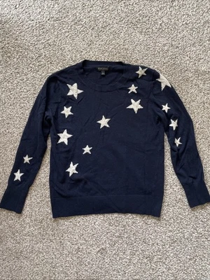 Suéter Pulôver Feminino Banana Republic Azul Meia-Noite/Branco Estrelas Tamanho Grande - Imagem 1 de 4