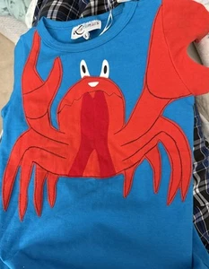 Luanimals Baby Body Strampler Krabben Design - blau/rot - Größe 4 - Bio Baumwolle - Bild 1 von 2