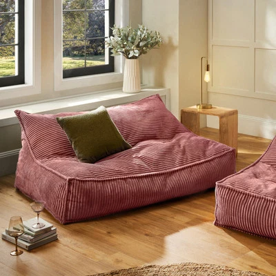 Cadence & Co. Wilde Ribbed Luxe Fleece Double Sofa Bean Bag Lounge Cover Blush - image 1 of 4