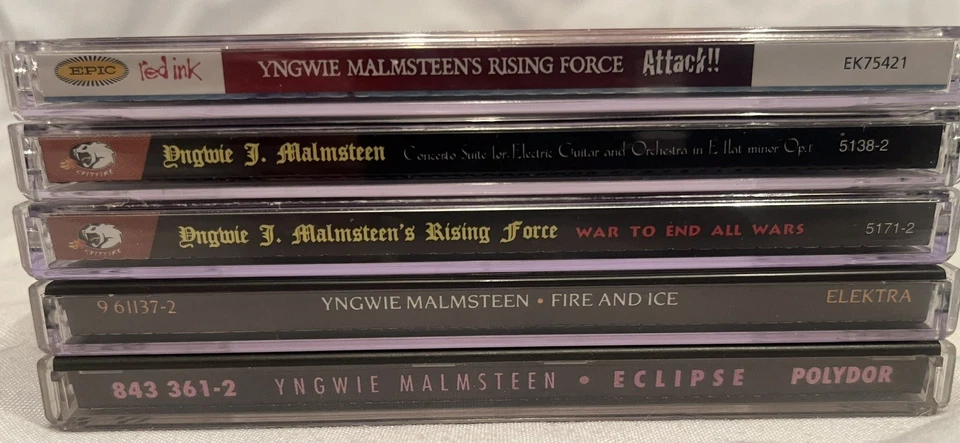 Yngwie Malmsteen CD Lot of 5 - Attack/Fire and Ice/Eclipse/War to End/Concerto Foto 1 de 3
