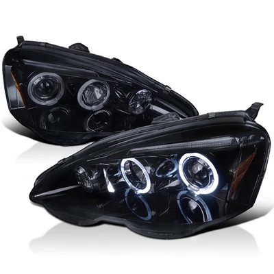 Fit 2002-2004 Acura RSX Replacement Dual Halo Black Smoke Projector Headlights - Изображение 1 из 4