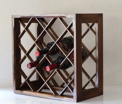 Estante de vino vintage moderno de mediados de siglo de nogal para 12 botellas Foto 1 de 4