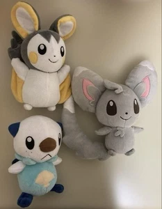 Pokemon Emolga Oshawott Minccino Plush Set Japanese Kawaii Official Toy - Picture 1 of 7