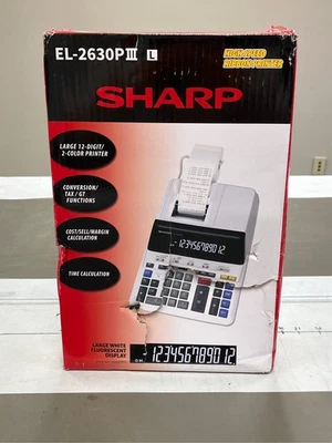 Sharp EL2630PIII Two-Color Printing Calculator Black/Red Print 4.8 Lines/Sec - Image 1 of 3