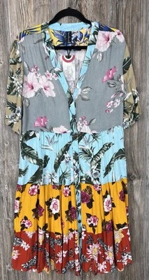 Vestido SACRED THREADS Patchwork Boho Bohemio Hippy Cottage Core Tier Talla S/M Foto 1 de 4