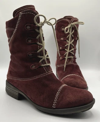 JOSEF SEIBEL Winter Boot Women's Size 41/US 10 Maroon Suede Lined Boho Whimsical - Image 1 of 4