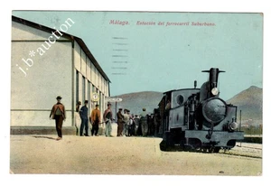 Spanien MALAGA Bahnhof der Vorort-Bahn / Dampflok * AK um 1910 - Picture 1 of 2