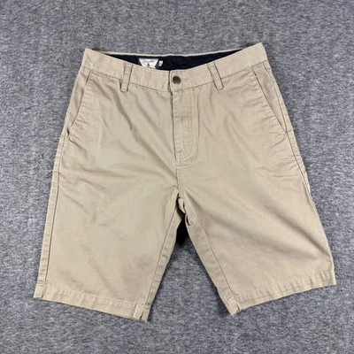 Volcom Shorts Mens 30 Khaki Tan Vmonty Chino Flat Front Zip Fly Welt Pockets - Image 1 of 4