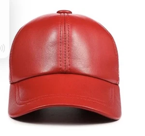 Gorra de béisbol de cuero negra: cuero de vaca artesanal, correa ajustable nombre impreso - Imagen 1 de 8