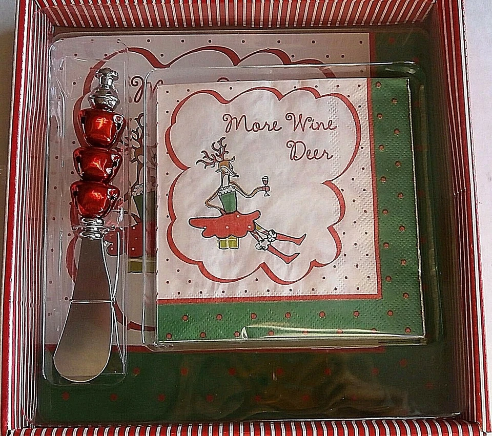CHRISTMAS Cheese Cutting Board with Cheese Spreader & Napkins ~ Gift Set - Image 1 of 1