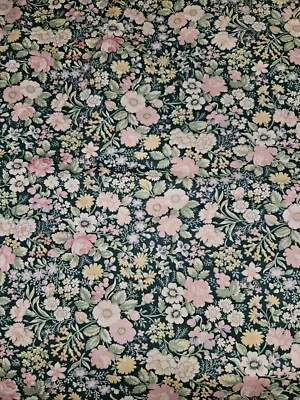 Concord Kessler Vtg Packed Flowers On Green Print Cotton Fabric 6.5 Yards X 43"  - Image 1 of 4