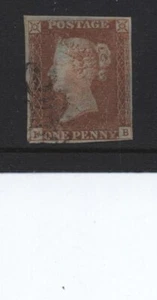 1841 PENNY RED BROWN FROM BLACK PLATE 2 (FB) WITH MALTESE CROSS. SG 7 - Imagen 1 de 1