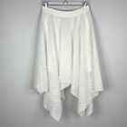 Patrizia Luca Skirt Womens Medium White A-Line Netted Midi Asymmetric Hem Lined