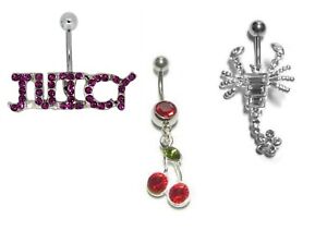 Scorpion Cherry or JUICY Belly Bar 316L Steel Crystals 10mm Length Bar