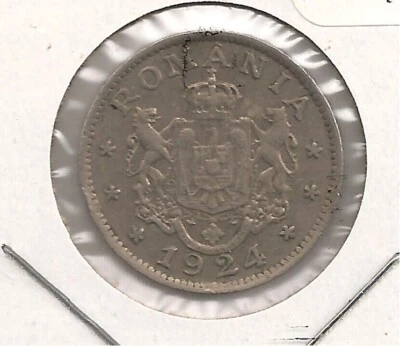 #A0427 1924 Reino de Rumanía 1 Leu Buen Estado Cat. KM#46 Rey Fernando I Foto 1 de 2