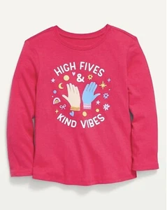 Old Navy Toddler Girl Size 4T~ Long Sleeve Tee T-shirt ~ High Fives NWT - Picture 1 of 2