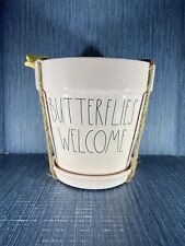 Rae Dunn BUTTERFLIES WELCOME Planter Large Pink Pot With Butterfly Brand New