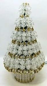 Handcrafted Folk Art Safety Pin Clear Star Beads Christmas Tree Light Vtg (G22) - Picture 1 of 5