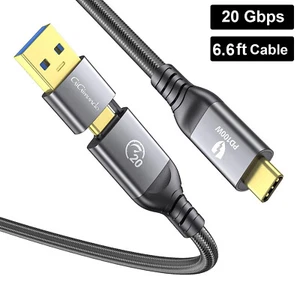 6.6ft USB 3.2 Gen 2x2 Charger Cable USB A/USB C to USB-C Type-C Fast Charging - Picture 1 of 9