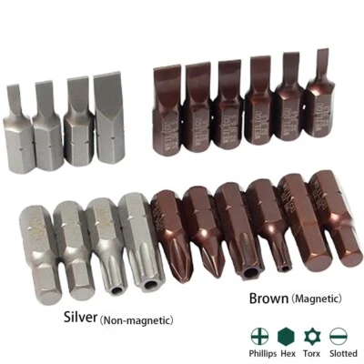 Mini Magnetic Screwdriver Bit Phillips Torx Slotted Hex Security Bits 1/4" Hex - Image 1 of 4