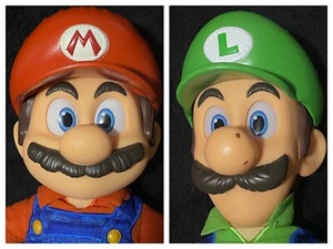 “The Super Mario Bros” Movie Poseable Plush Figures Mario & Luigi Opened - Picture 1 of 7