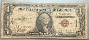 1935 A $1 SILVER CERTIFICATE,S/C,WW II HAWAII ISSUE BROWN SEAL CIRC. 1935-A Rare - Picture 1 of 2