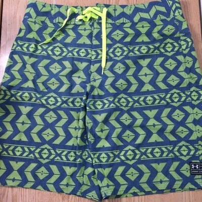 Pantalones cortos de natación B75 Under Armour para hombre verde azul estampado bolsillo talla 34 Foto 1 de 4