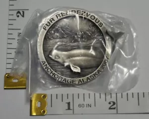SN476 2007 Fur Rendezvous Pin Rondy Anchorage Alaska Beluga Whale NEW Pewter - Picture 1 of 2