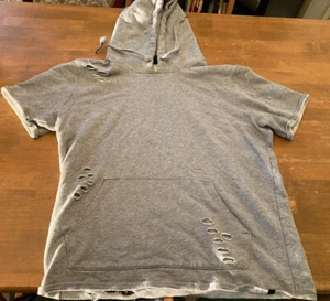 -Tyler Carter X Hot Topic -Gray Distressed S/S Sweatshirt Hoodie SZ Large - Picture 1 of 4