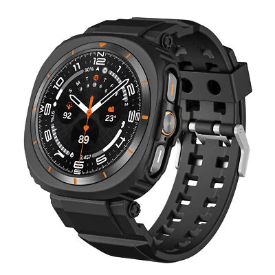 GEEKTHINK TPU Rugged Sport Silicone Strap Protective Case for Galaxy Watch Ultra 47mm Band