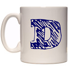 New 11Oz Ceramic Mug With Initial D In College Scribble Blue