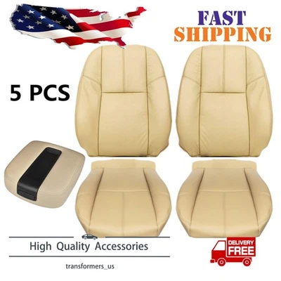 Cubierta de asiento inferior y superior de cuero para conductor y pasajero color tostado para Chevy Silverado 07-14 Foto 1 de 4