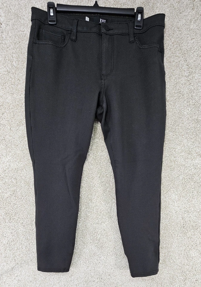 Kut from the Kloth Size 12 Black Herringbone Skinny Pants Women’s - Image 1 of 4