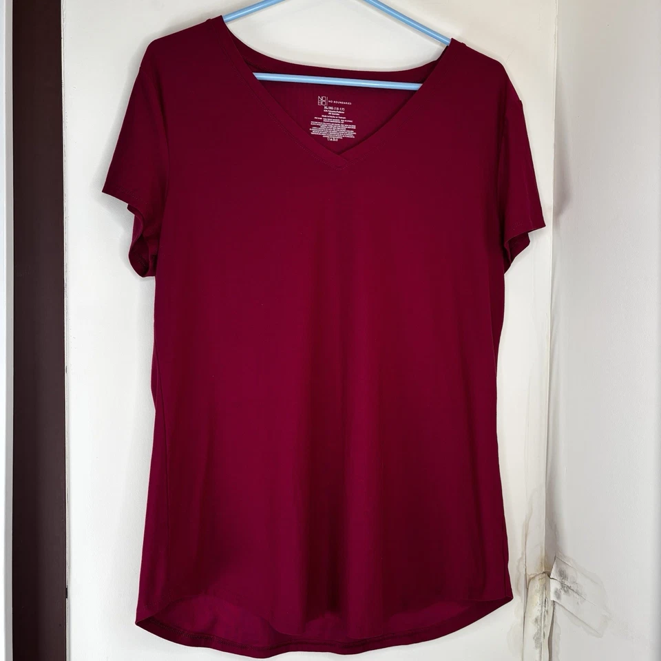 Camiseta para mujer NO BO violeta magenta cuello en V - XL - 15-17 camiseta poliéster spandex Foto 1 de 3