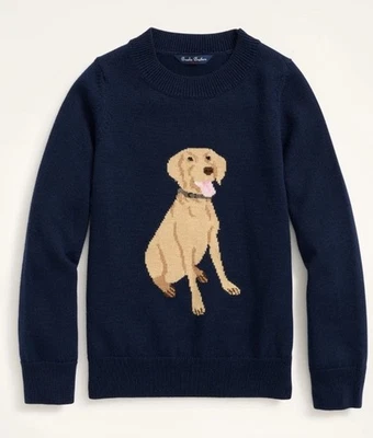 NUEVO CON ETIQUETAS Brooks Brothers perro amarillo labrador laboratorio lavable lana intarsia suéter XL Foto 1 de 4