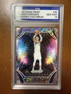 2019-20 Panini Prizm Kristaps Porzingis Fast Break Fireworks TCGS GEM MINT 10 - image 1 of 2