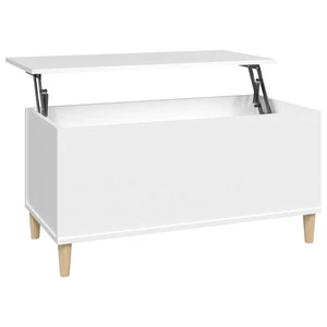 Lift Up Top Coffee Table Modern Hidden Book Storage Convertible Shelf White - Picture 1 of 10
