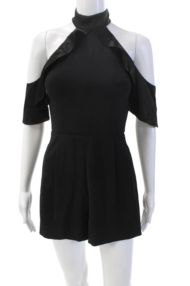 Женский драпированный комбинезон Alice + Olivia с бретелью через шею на молнии сзади без рукавов черный размер 0 - Изображение 1 из 4